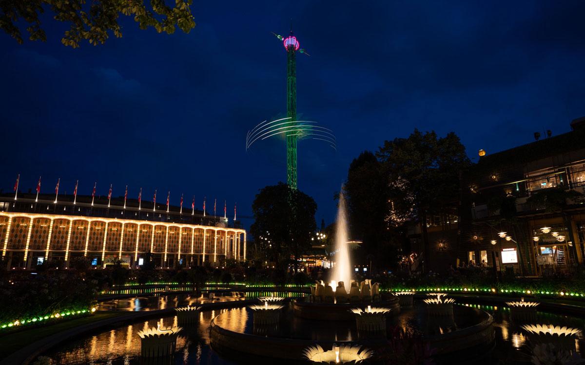 Tivoli Amusement Park Copenhagen at Night