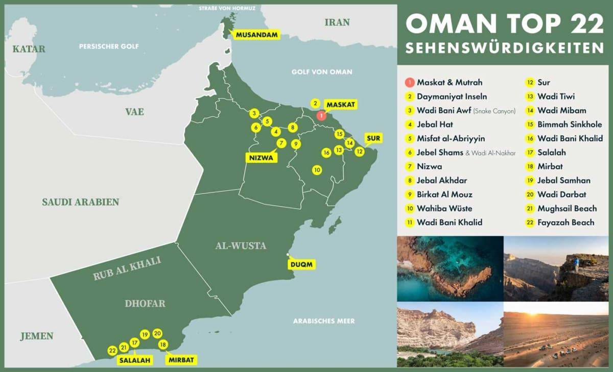 Oman attractions map