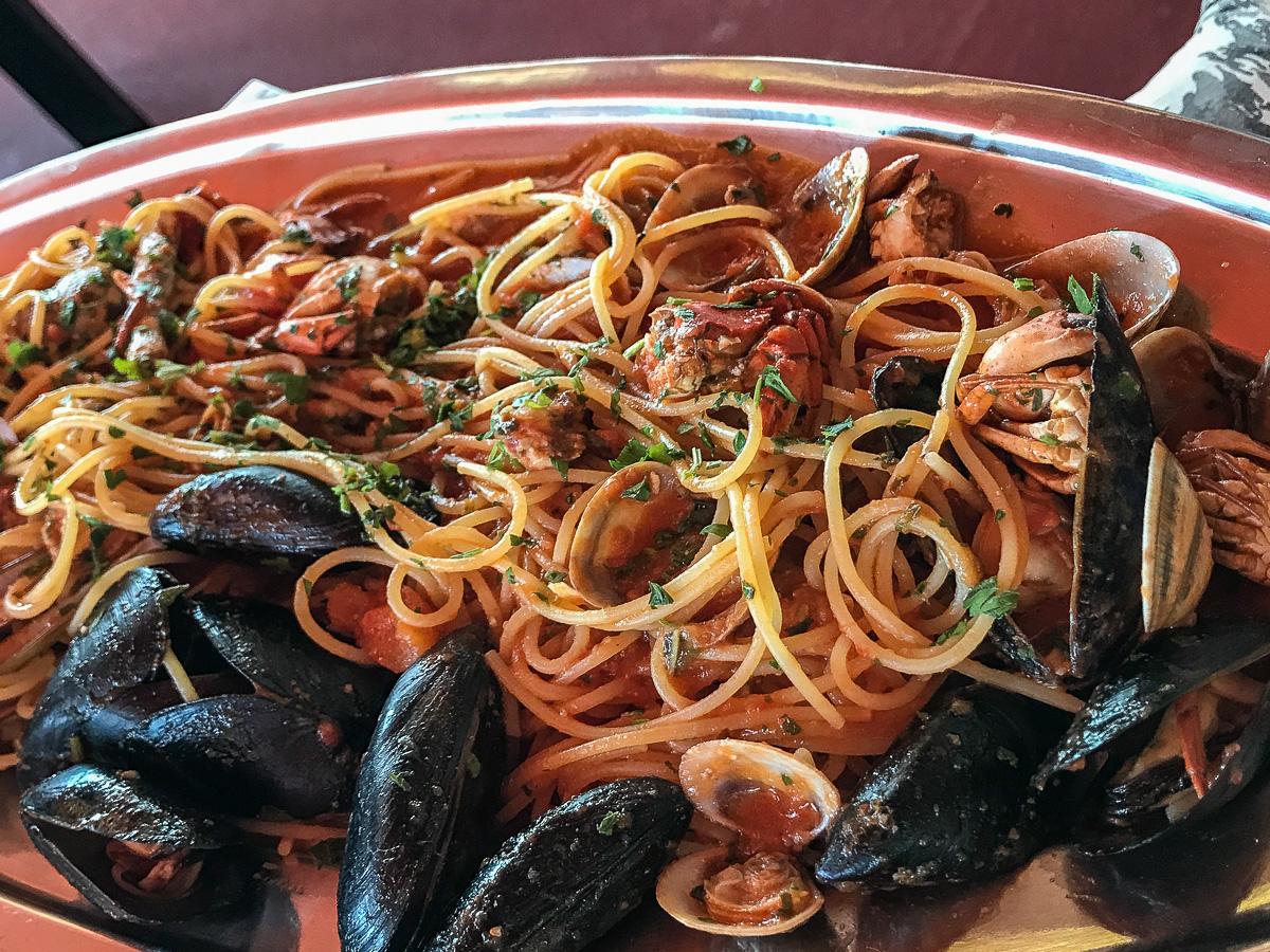 Sardinia Eating Spaghetti with Mussels