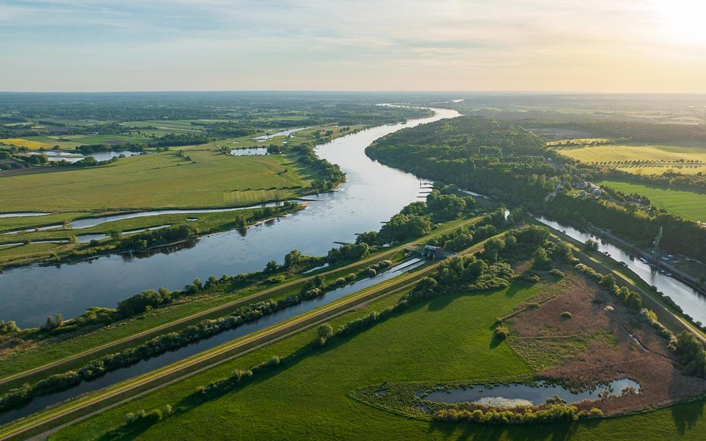 Uitzicht op de Elbe en de Elde in Boizenburg