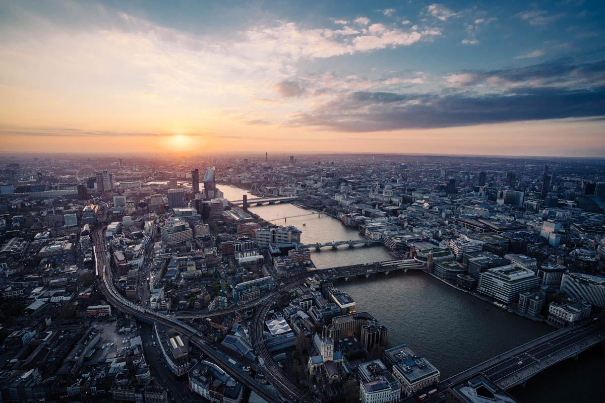 Uitzicht vanaf The Shard Londen zonsondergang