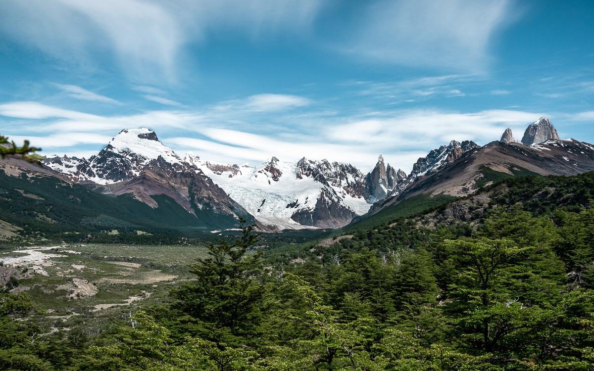 Laguna Torre en bij zonneschijn met uitzicht op het Fitz Roy-massief