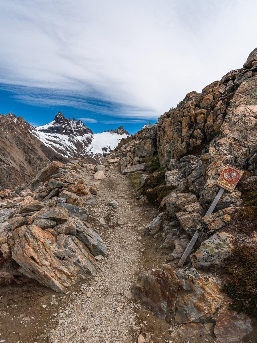 Laatste bocht, voordat het naar de lagune afdaalt. Wandeling naar Laguna de los Tres
