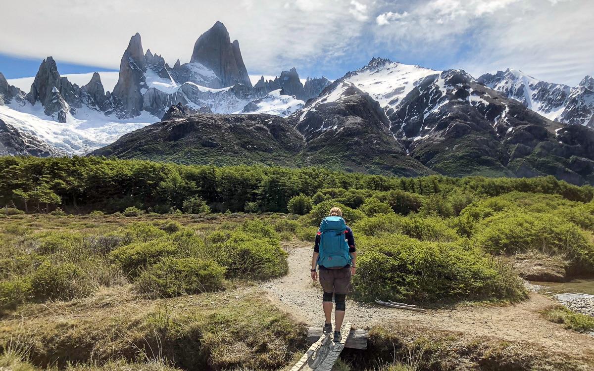 Een laatste blik terug op het Fitz Roy-massief