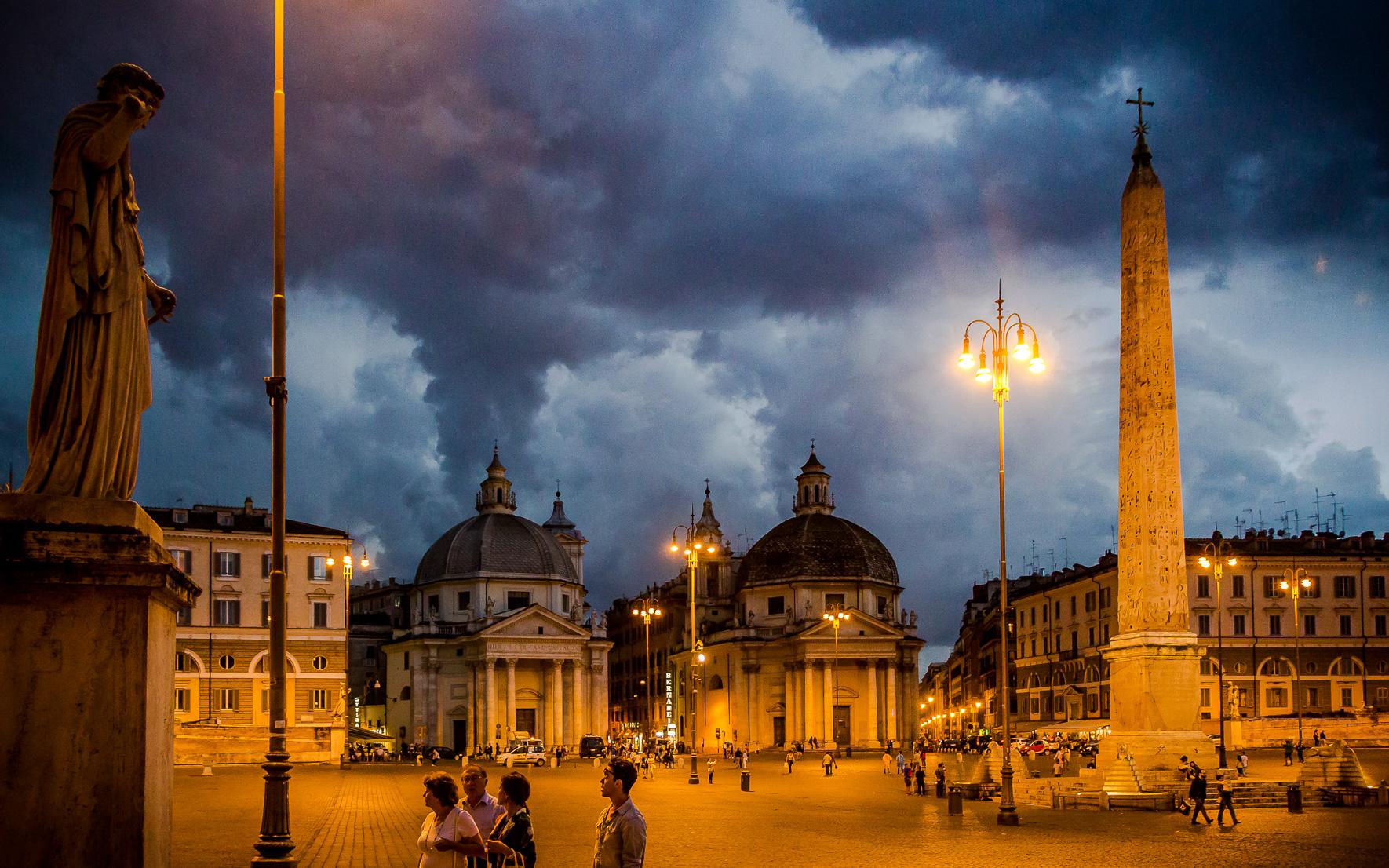 Night view of Piazza del Popolo Rome