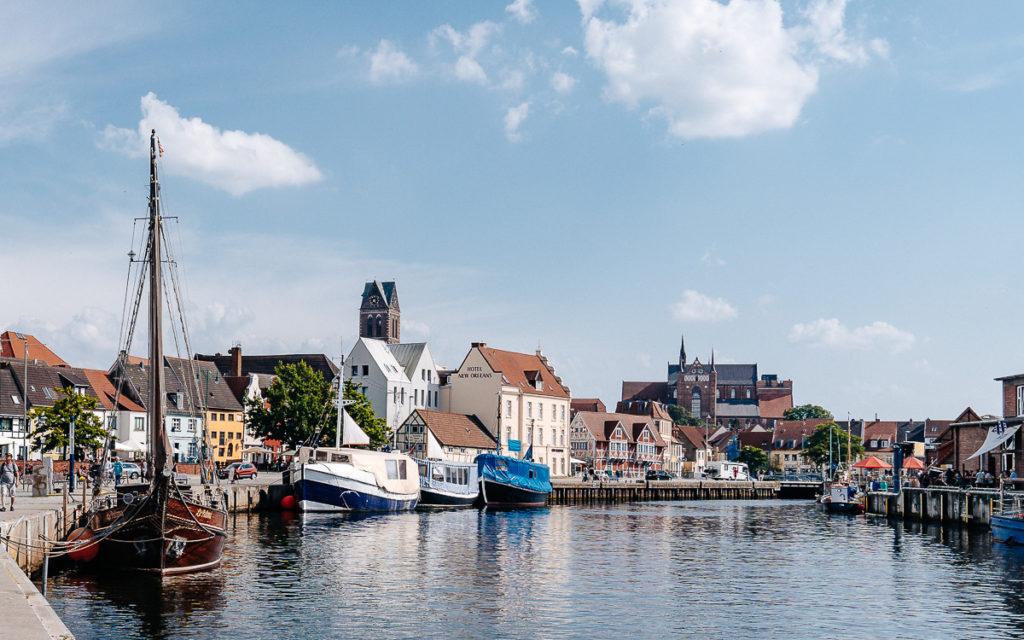 Old harbor in Wismar, what makes the city one of the most beautiful in Germany.