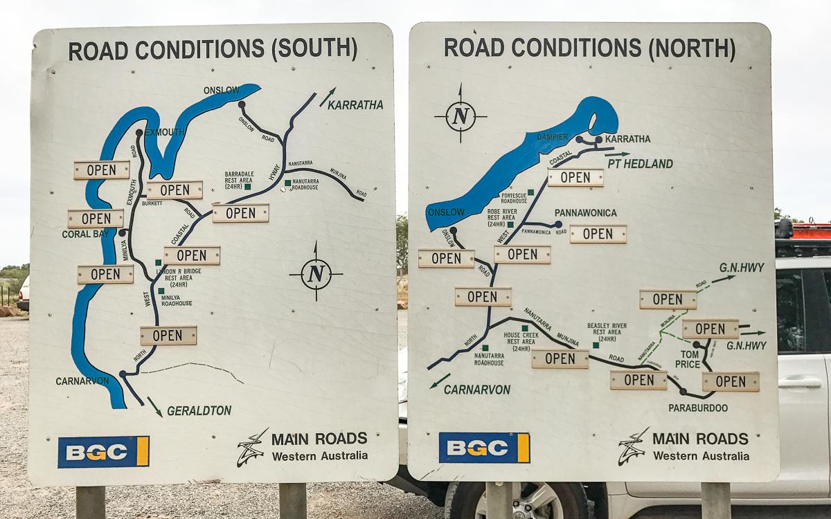Road conditions signs in Australia