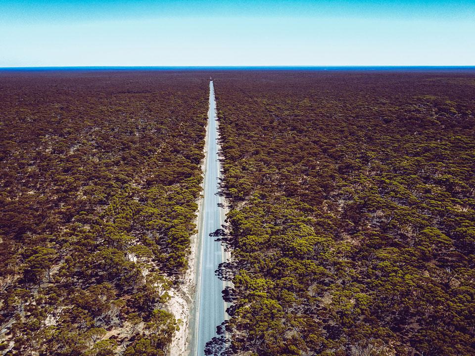 Longest straight road in Australia - drone shot