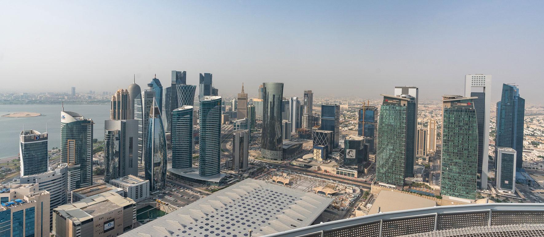 Uitzicht vanaf het heliplatform Shangri-La Doha