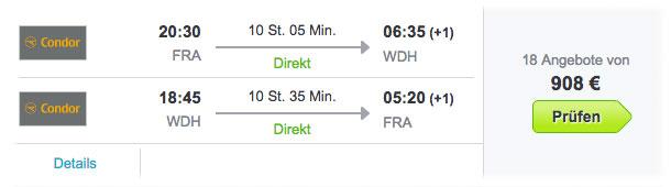 Flight Frankfurt Windhoek booking