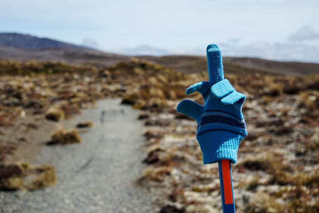 Gloves cold while hiking Tongariro