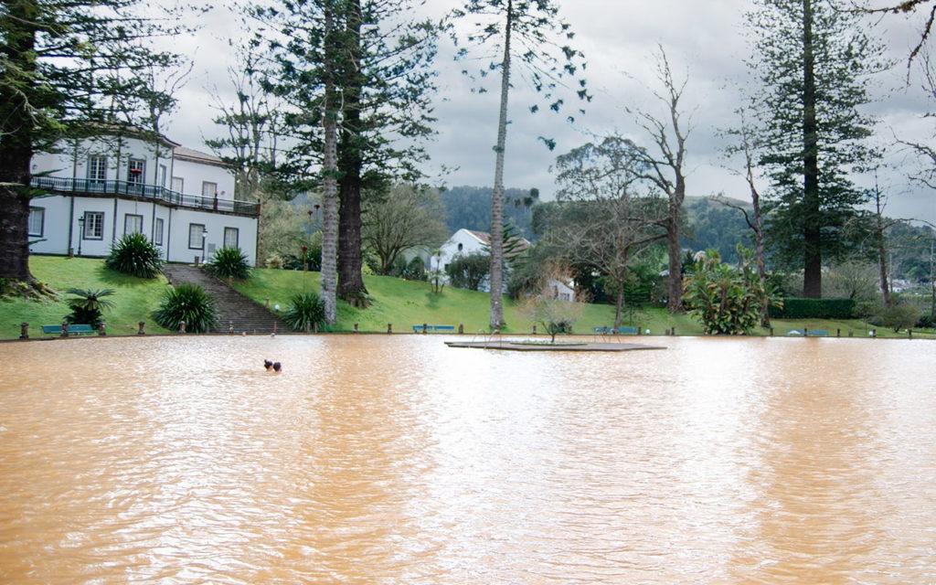 Parque Terra Nostra in Furnas, volcanic pool and crater lake in the Azores
