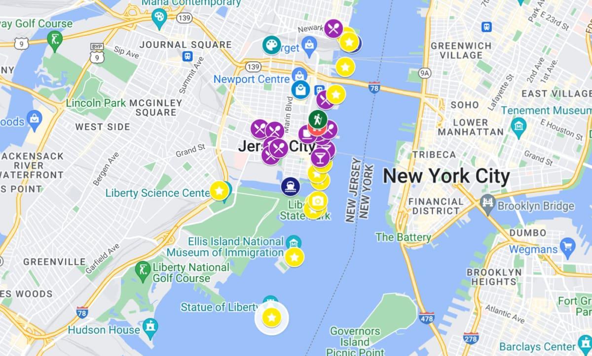 Carte Jersey City attractions