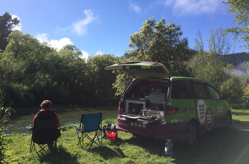 Camper breakfast in nature