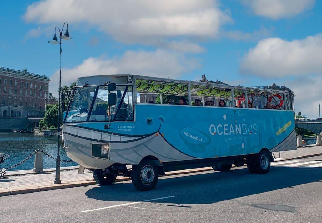 Ocean Bus Stockholm: City tour on land and water with the amphibious bus.