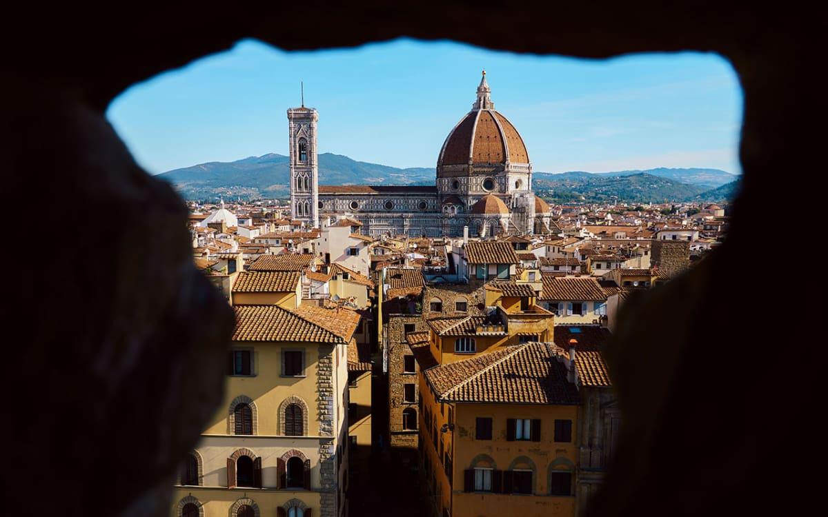 Uitzicht vanaf de klokkentoren van het Palazzo Vecchio vanuit de Duomo