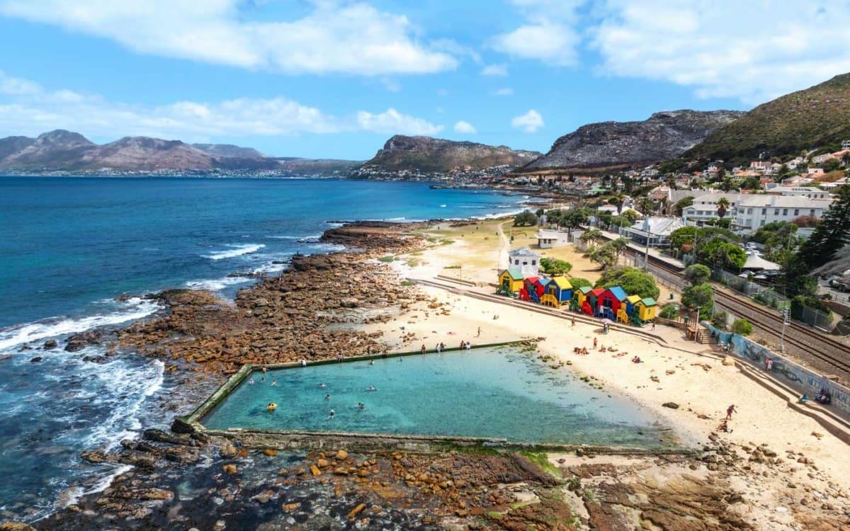 Western Cape South Africa St. James with tidal pool and beach huts