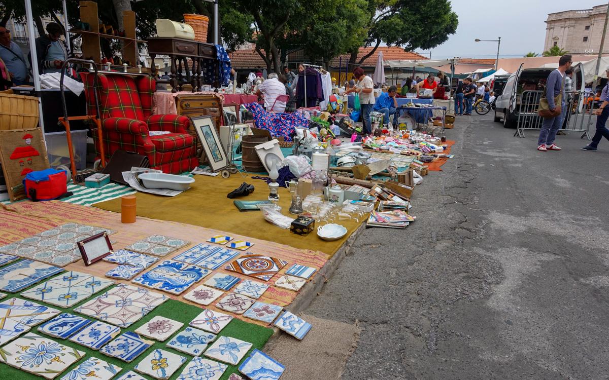 Lisbon attractions: The Feira da Ladra flea market at Campo de Santa.