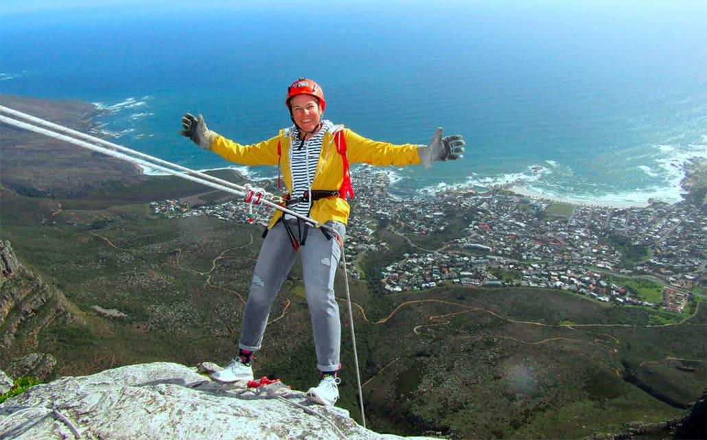 Abseiling from Table Mountain, Cape Town