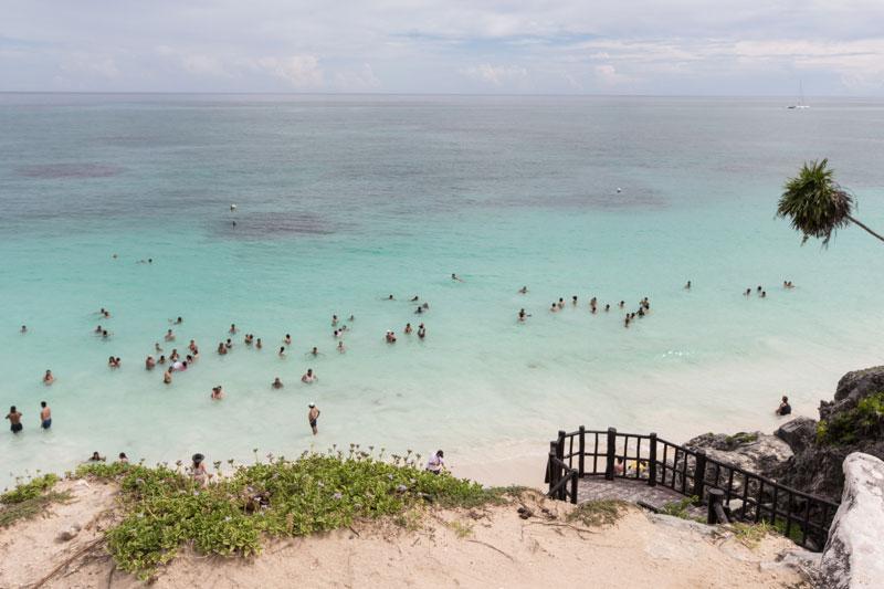 swimming-in-the-sea-tulum-mayan-ruins