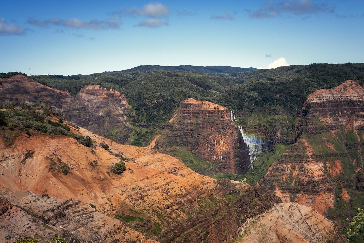 Waterfall Waimea Canyon Rainbow Kauai Island