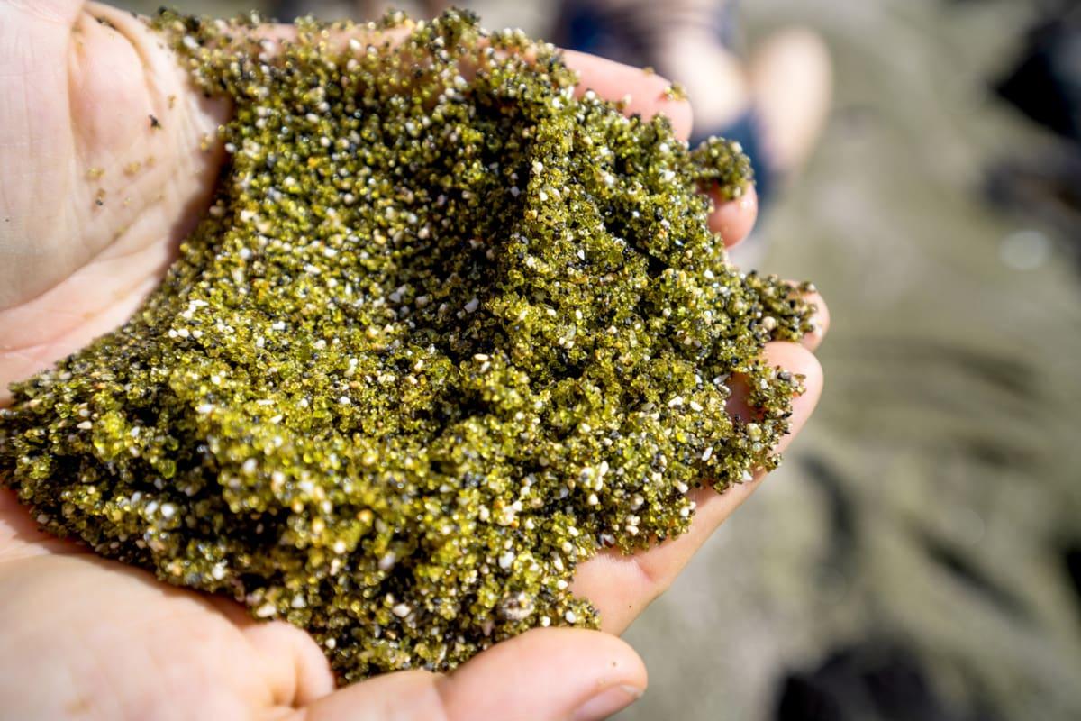 The right green sand near Papakōlea Green Sand Beach