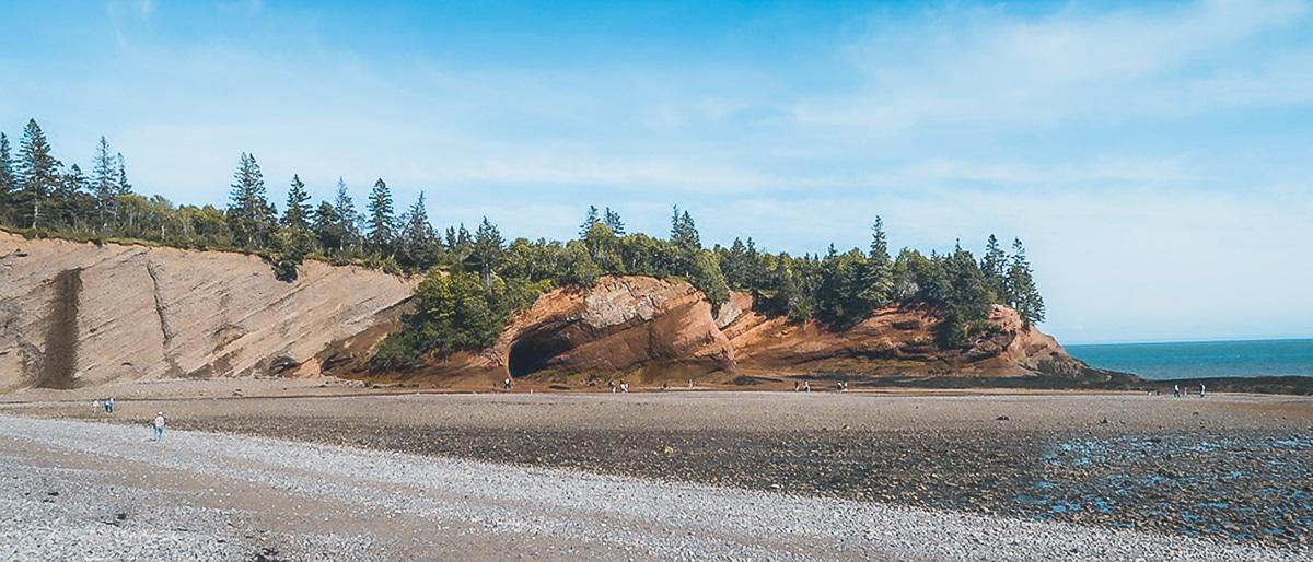 Marée basse dans la baie de Fundy, la plus grande attraction du Nouveau-Brunswick