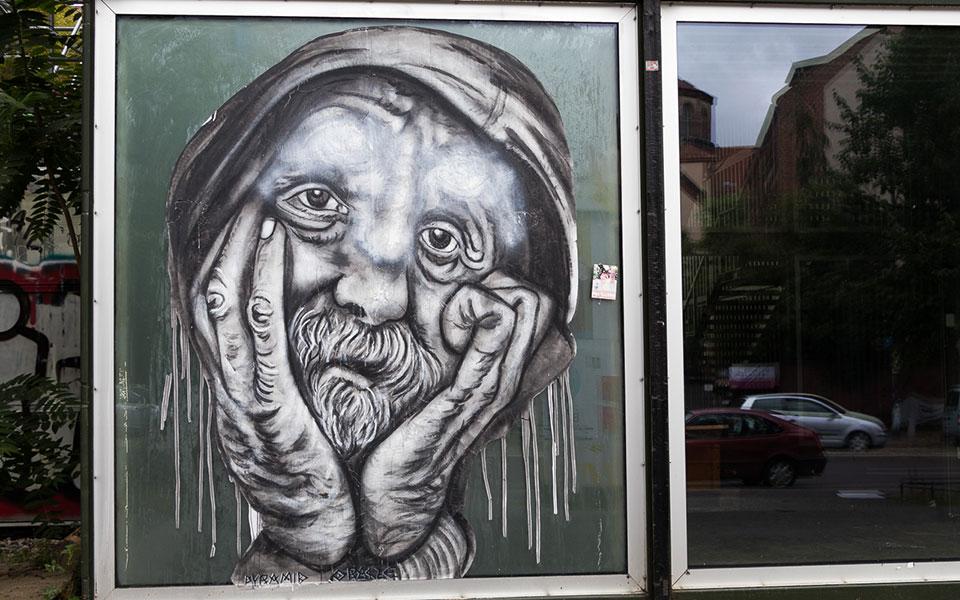 Graffiti bij de Platoon Kunsthalle in Berlijn