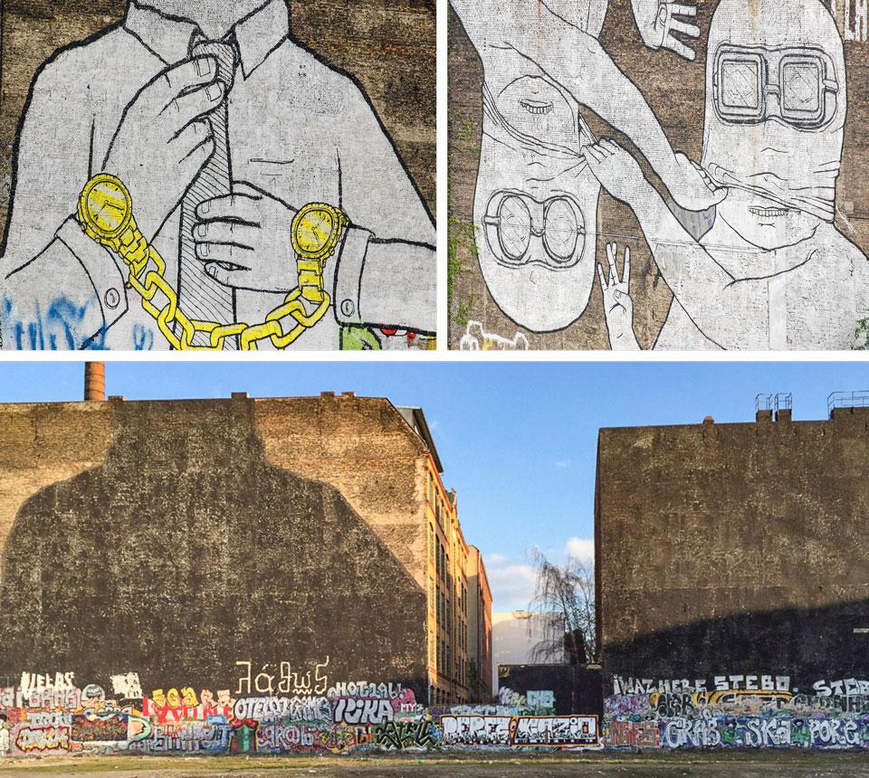 Blu muurschilderingen Berlijn Curvystraße