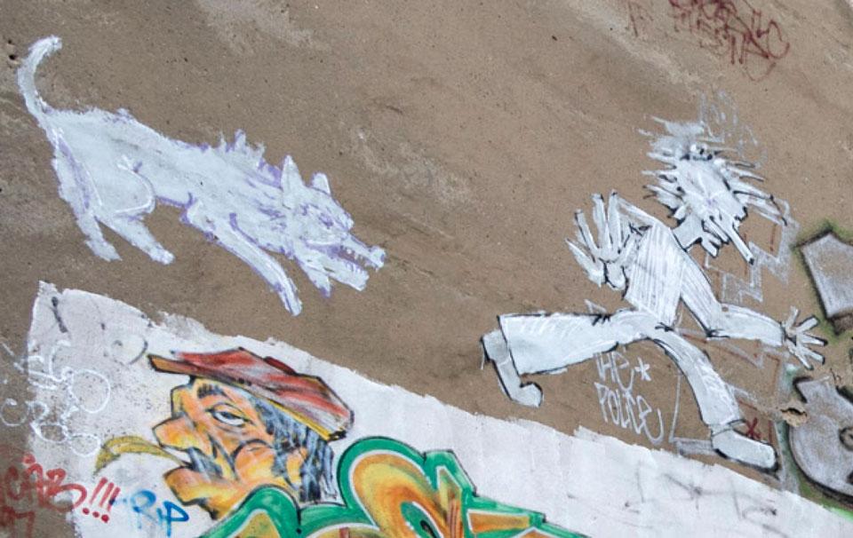 Oude graffiti in Berlijn van CBS