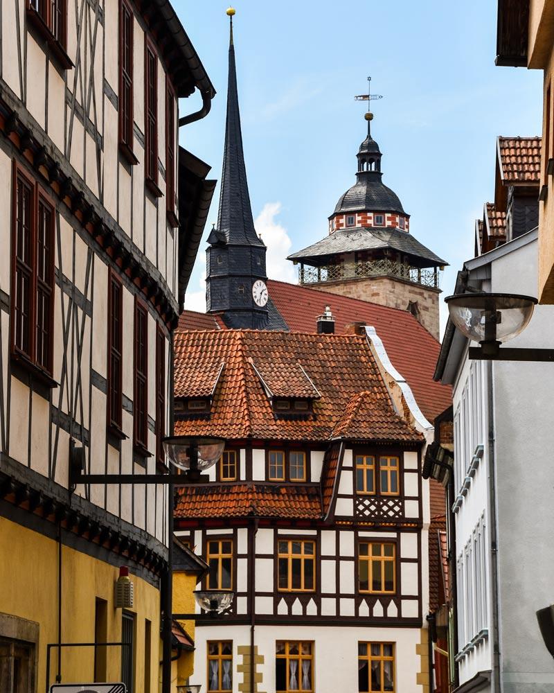 Prachtig vormgegeven vakwerkhuizen in Schmalkalden (Regio Meiningen in Thüringen)