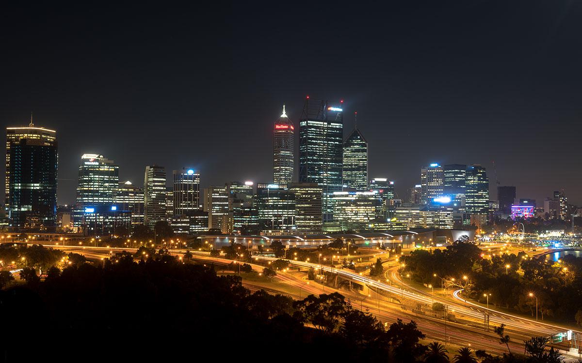 Perth View from Kings Park by night