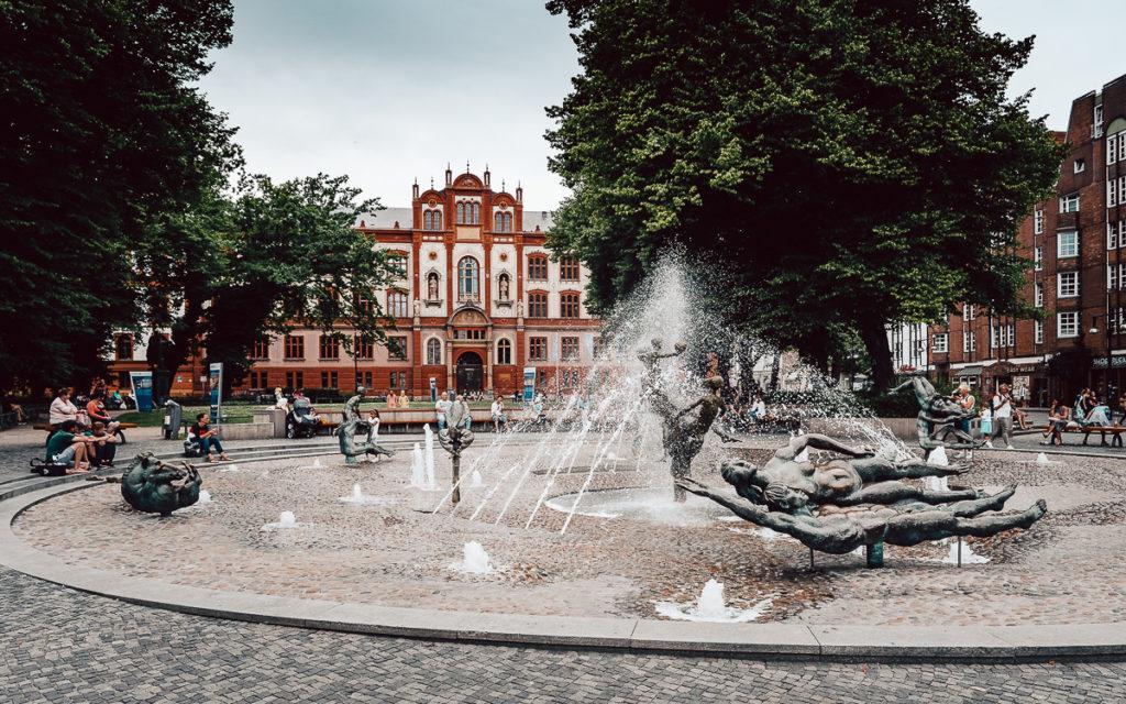 Rostock University and Fountain of Joy