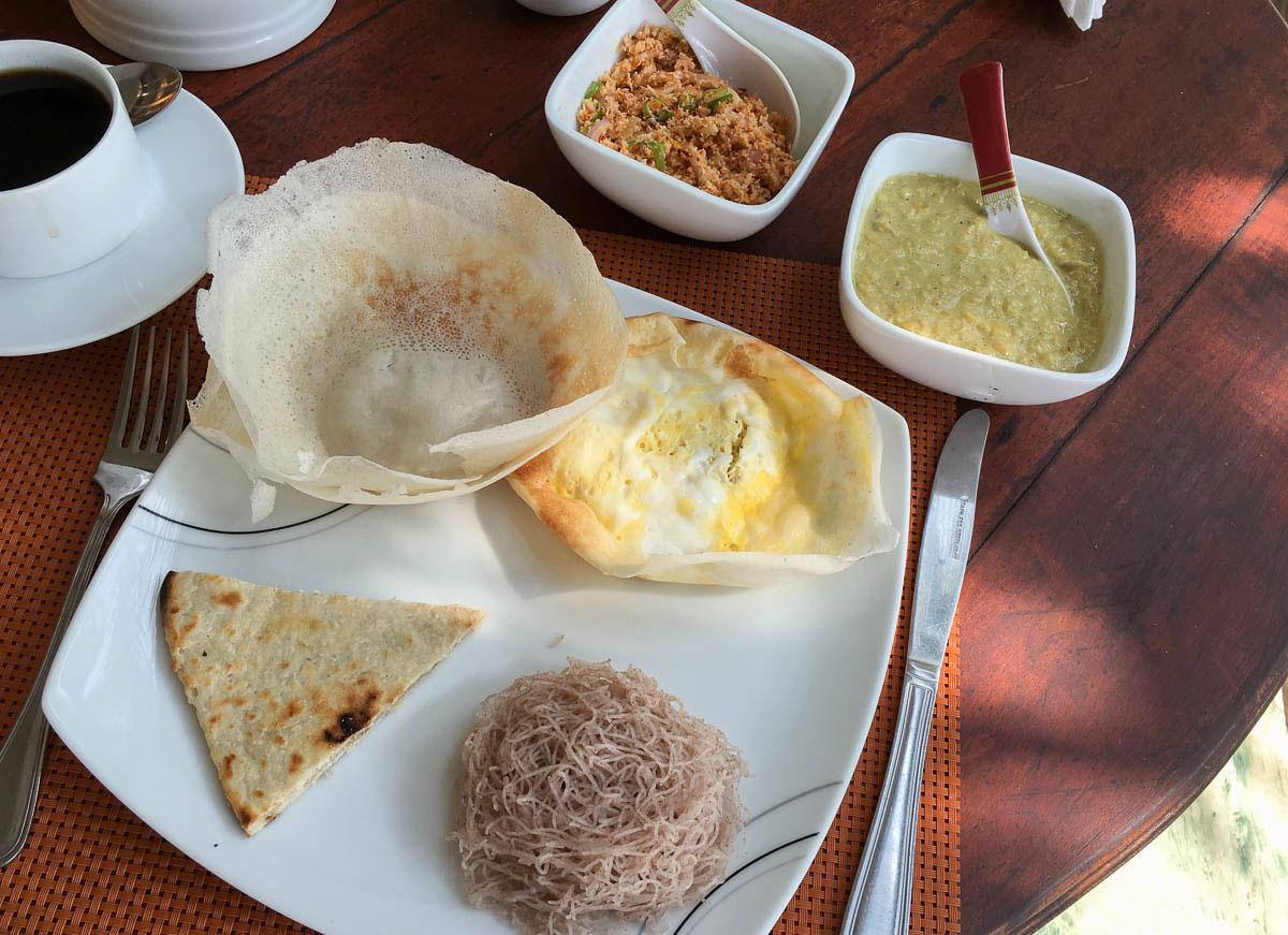 Breakfast Sri Lanka Hopper Curry and Sambol