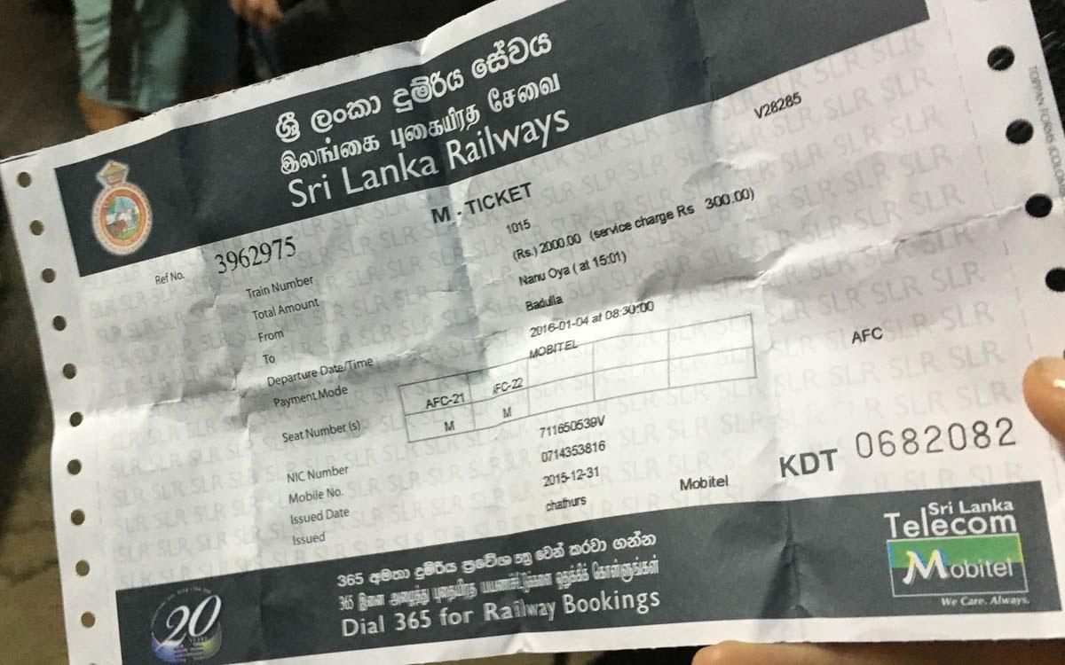 Train Ticket in Sri Lanka