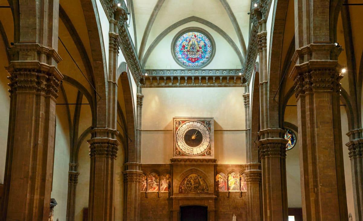 The interior of the Duomo of Florence is simple.