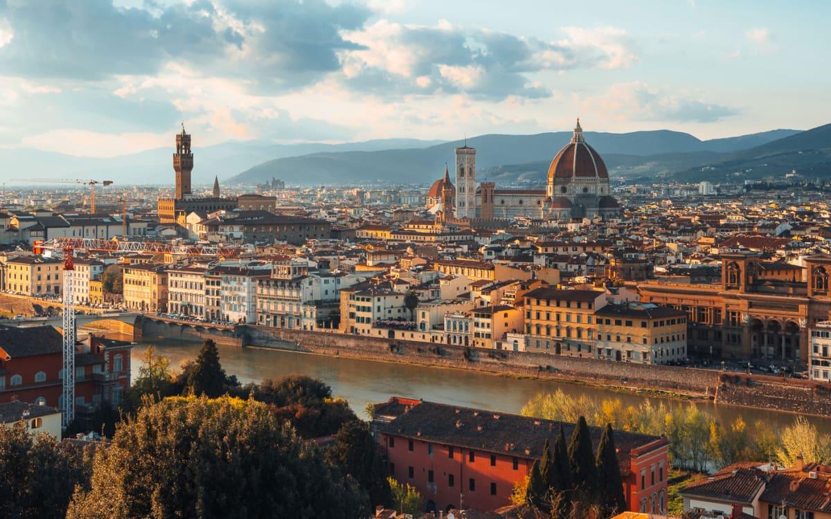View from Piazzale Michelangelo of the historic center of Florence with the Duomo and its magnificent dome