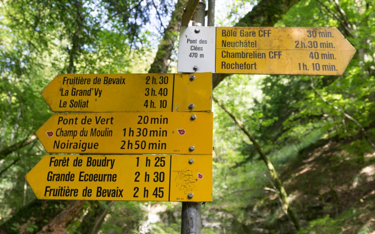 Neuchatel Attractions Gorges de l'Areuse Signs