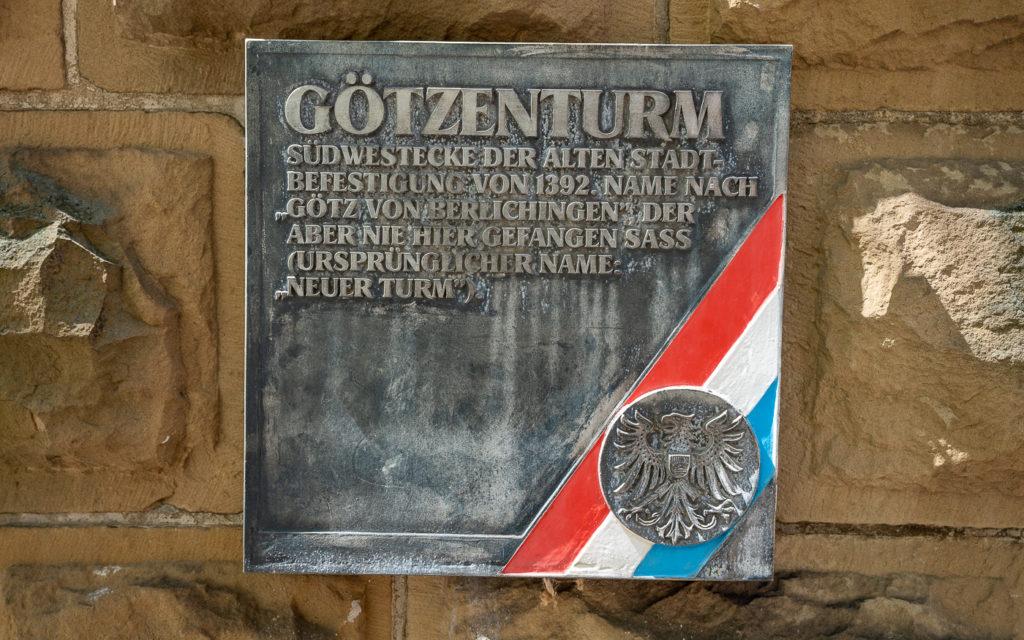 Götzenturm Heilbronn Schild Ingang