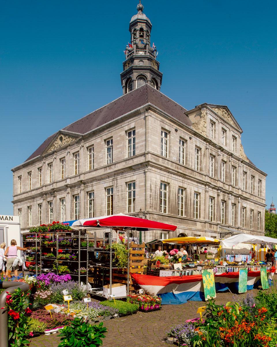 Weekly market at the marketplace in Maastricht