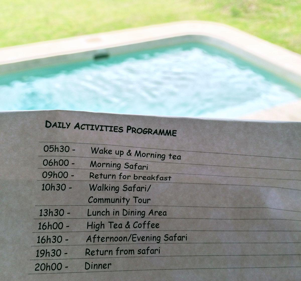 Safari timetable