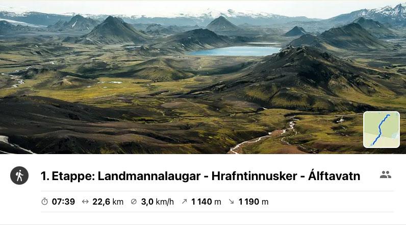Profiel Laugavegur Dag 1: Landmannalaugar - Hrafntinnusker - Álftavatn