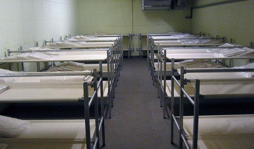 Slaapzaal van de bunker in Berlijn