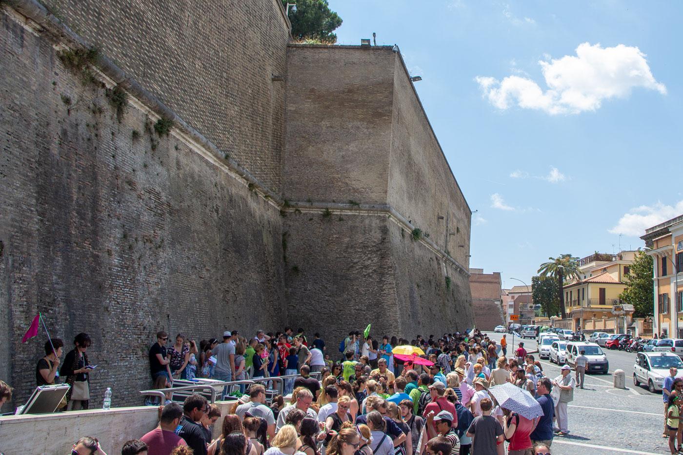 Vatican Museums queue in Vatican City - very long