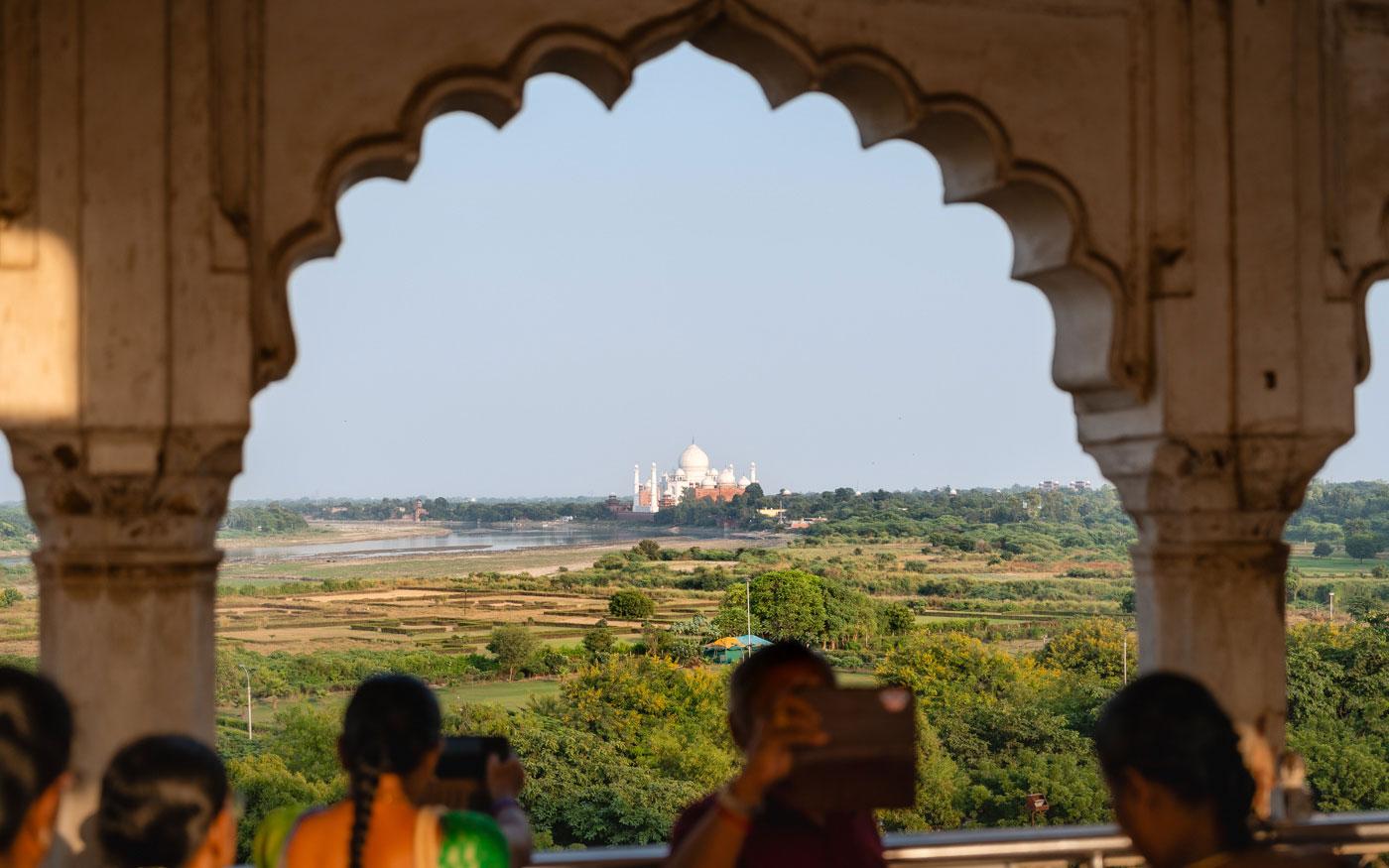 View of the Taj Mahal from Agra Fort