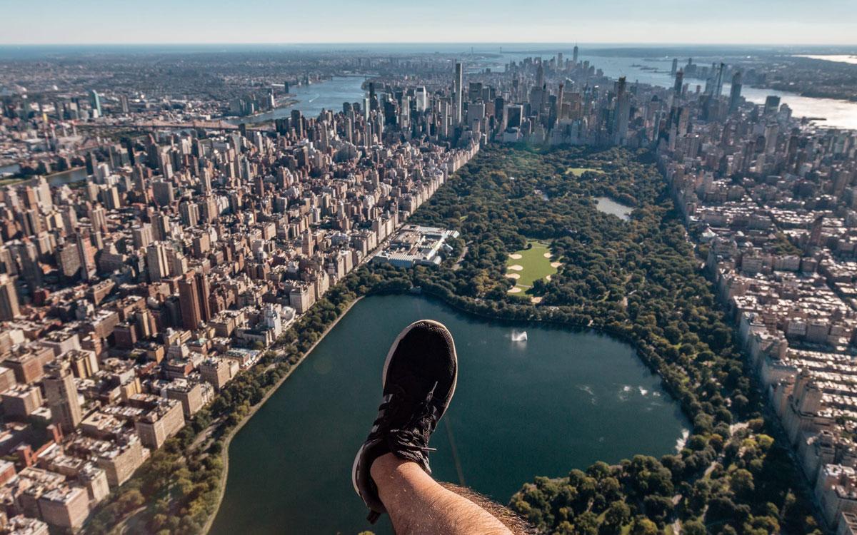 Helicopter flight over Central Park