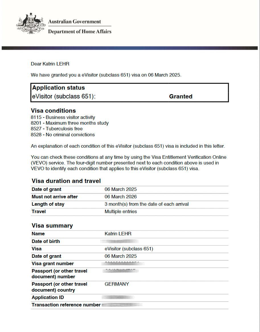 Visa for Australia: Approval comes via email