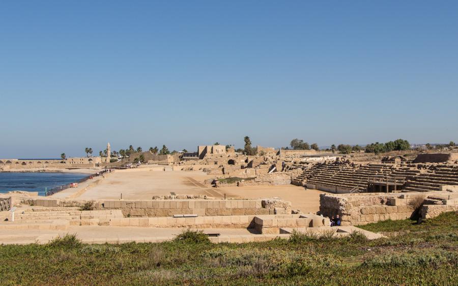 The impressive ruins of the harbor city of Caesarea