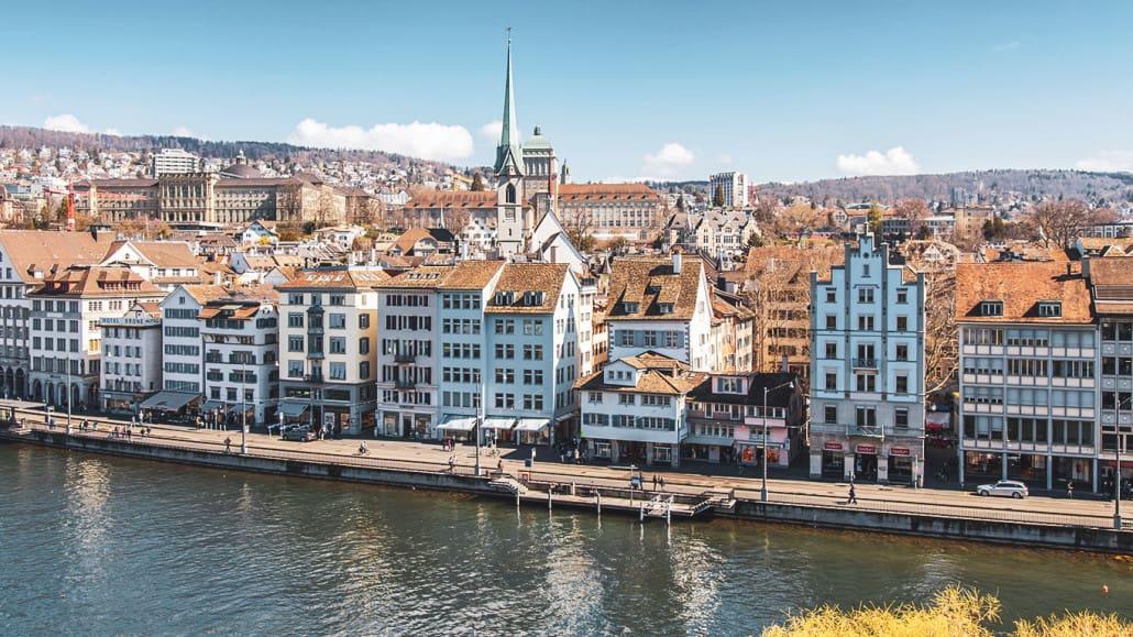 View from Lindenhof in Zurich over the Limmat.