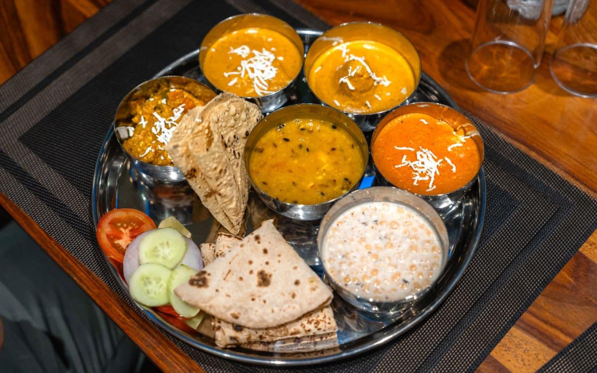 Eating thali in Pushkar, India